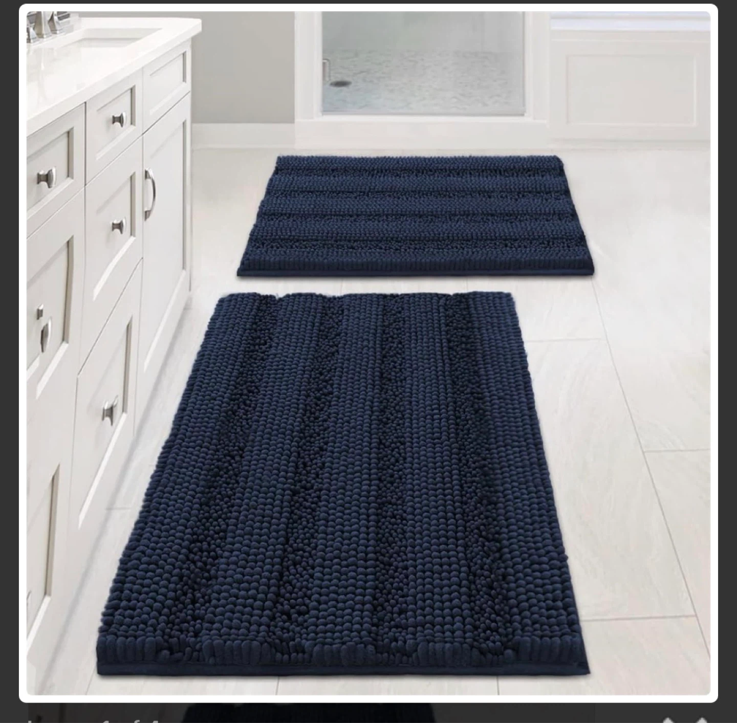 Navy Blue Chenille Bath Rug Set (20"x32" & 17"x24")