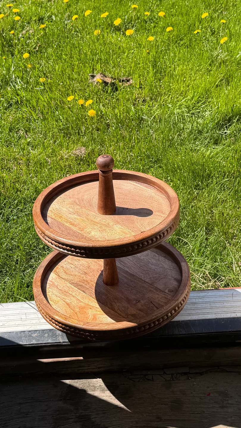 Wooden 2-Tier Serving Stand