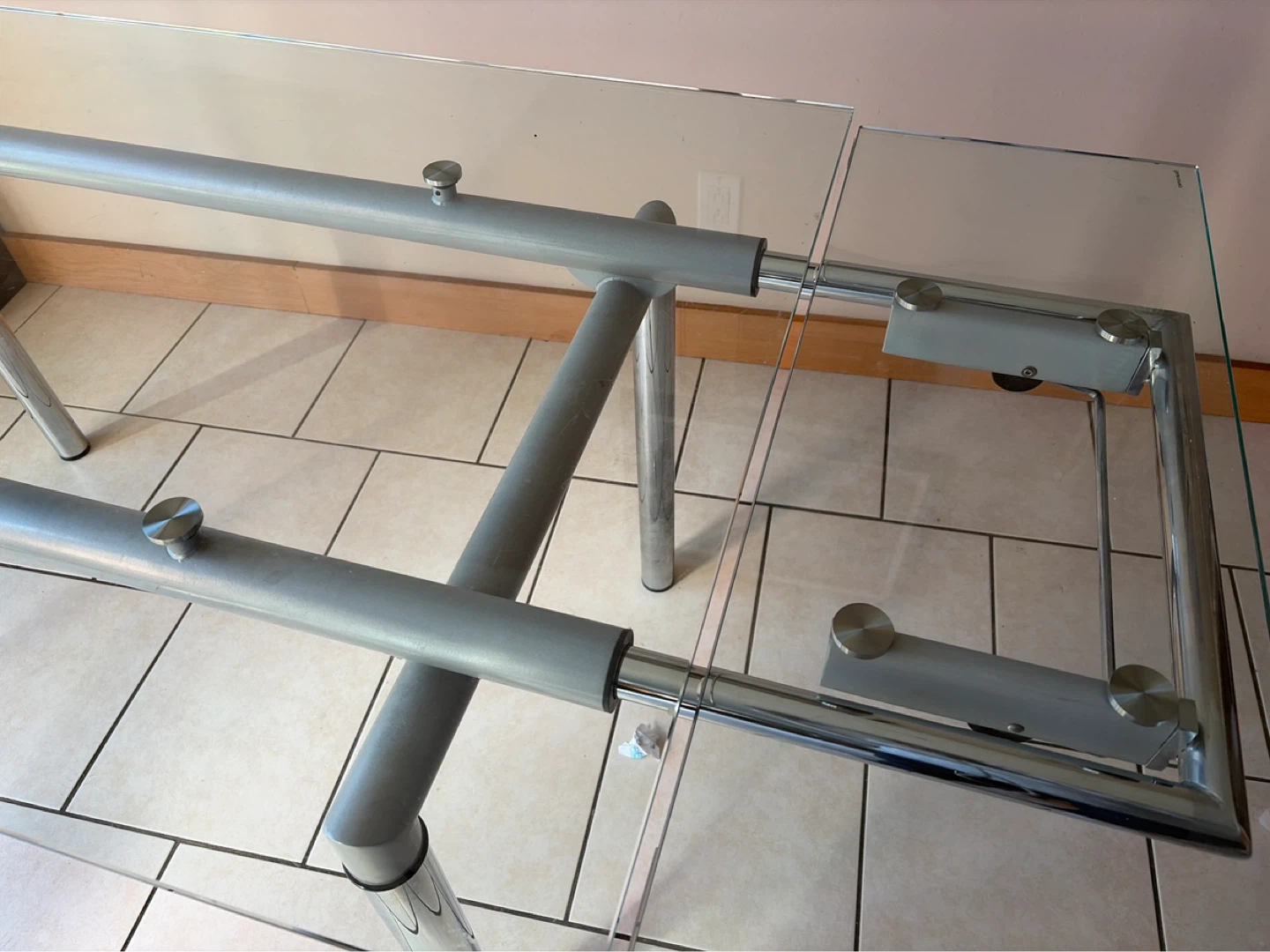 Glass top table with metal frame - photo 2