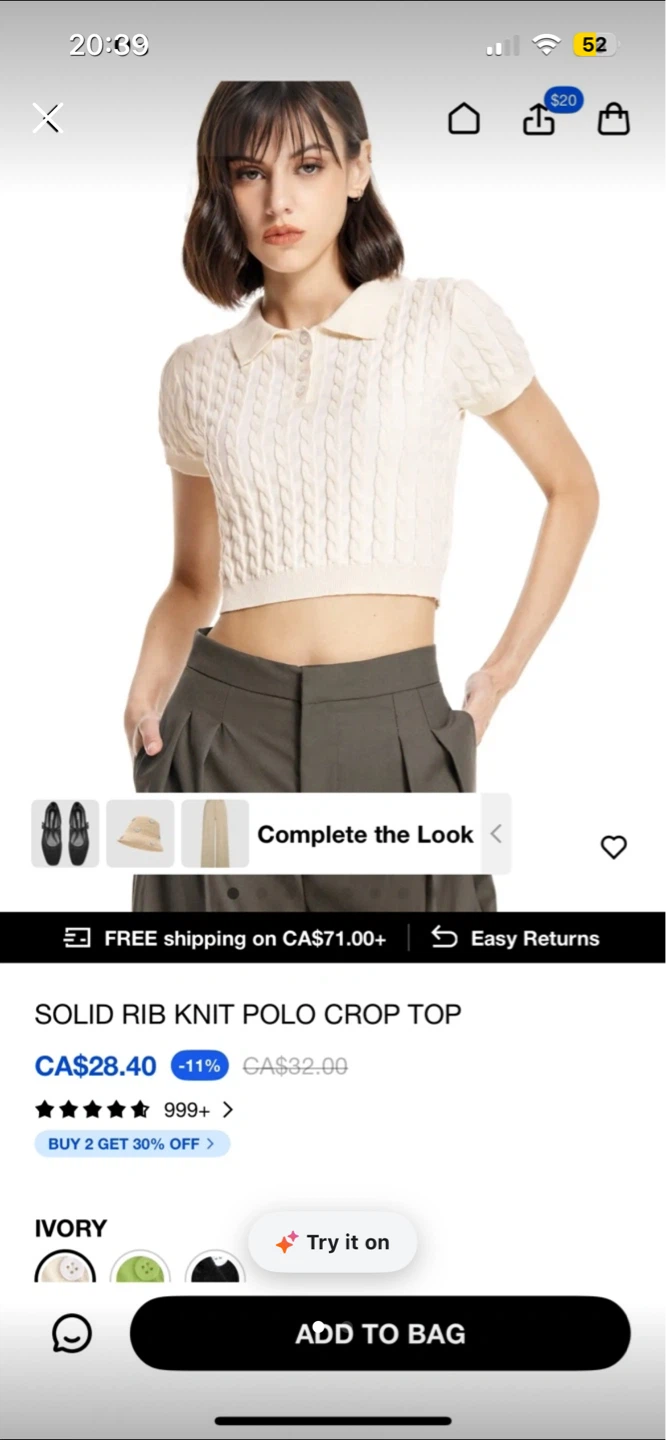 Rib knit Polo crop top - NEW (retail $28)