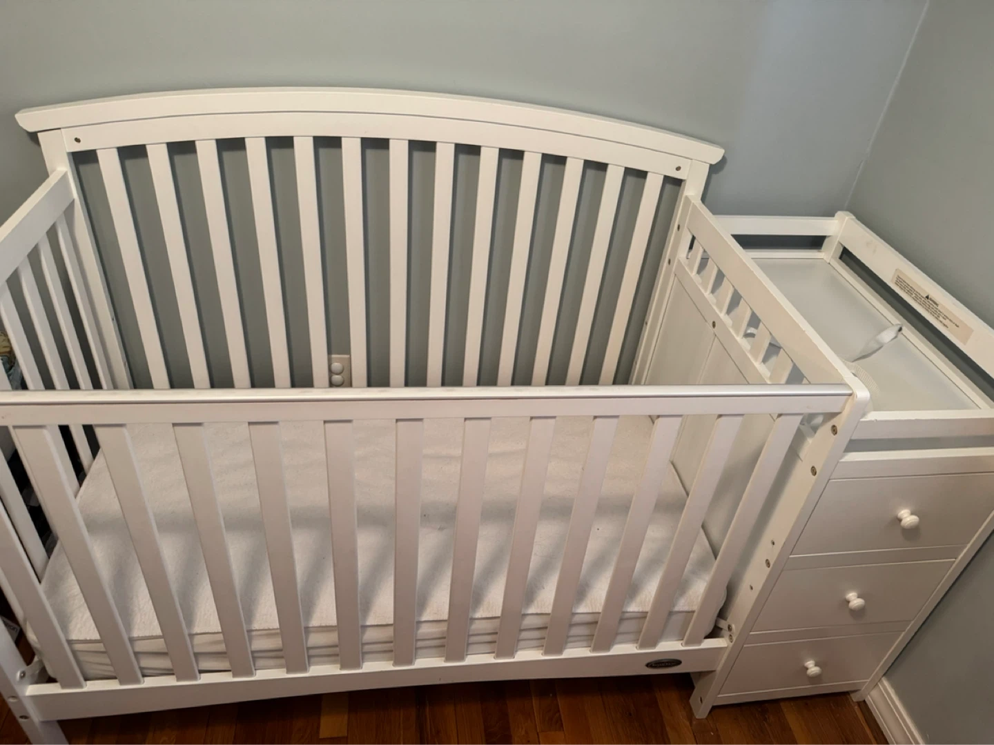 White Crib and Changing Station Combo