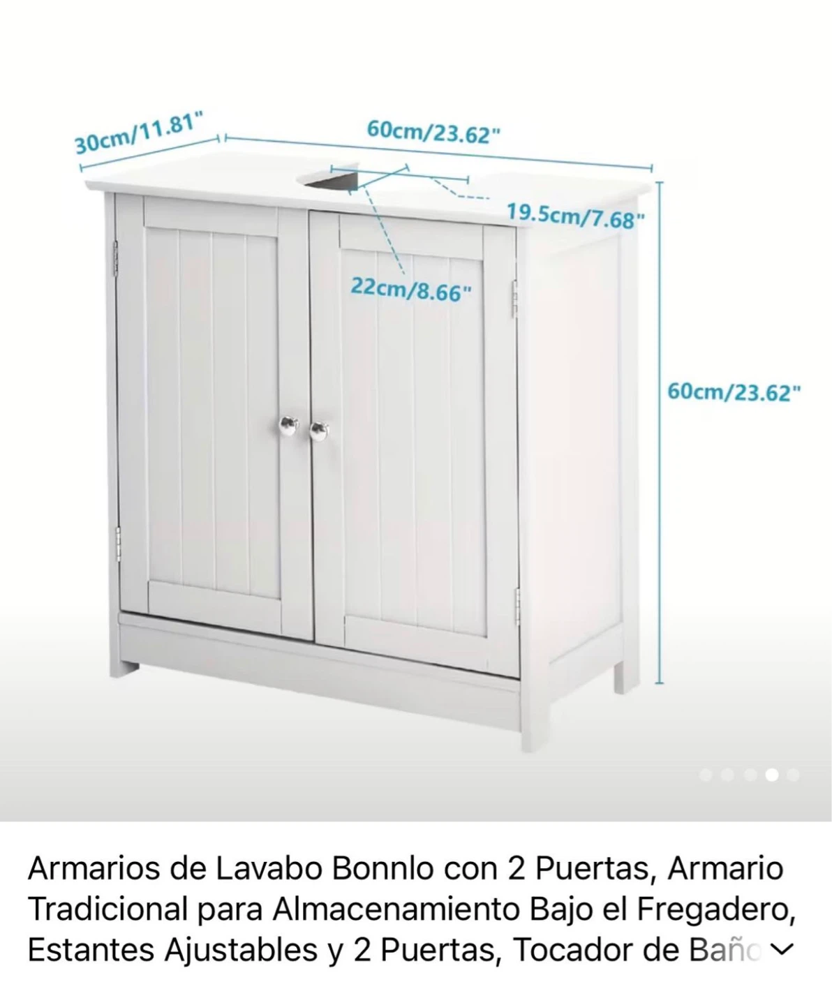 Vingli White Bathroom Vanity with Double Doors - photo 2