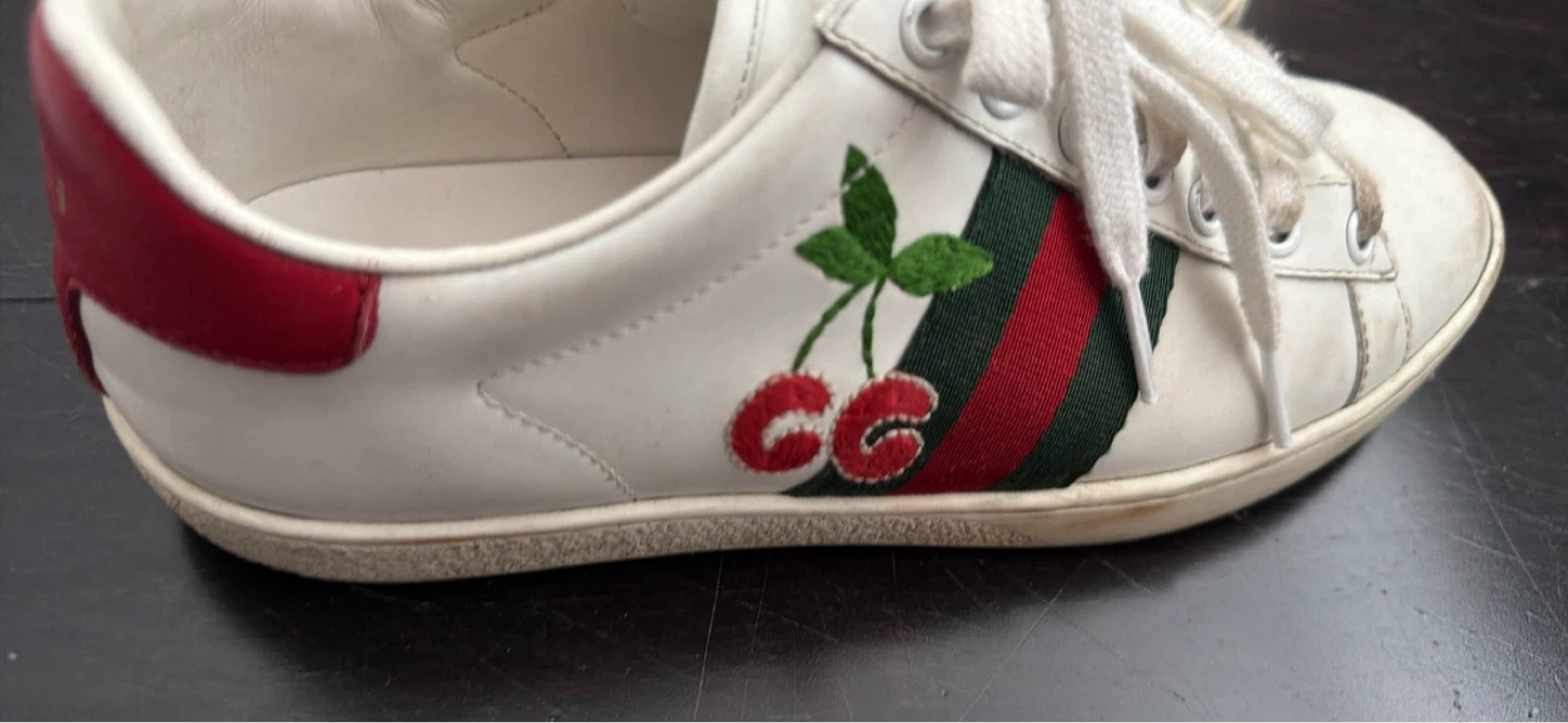 Gucci White Leather Cherry Sneakers