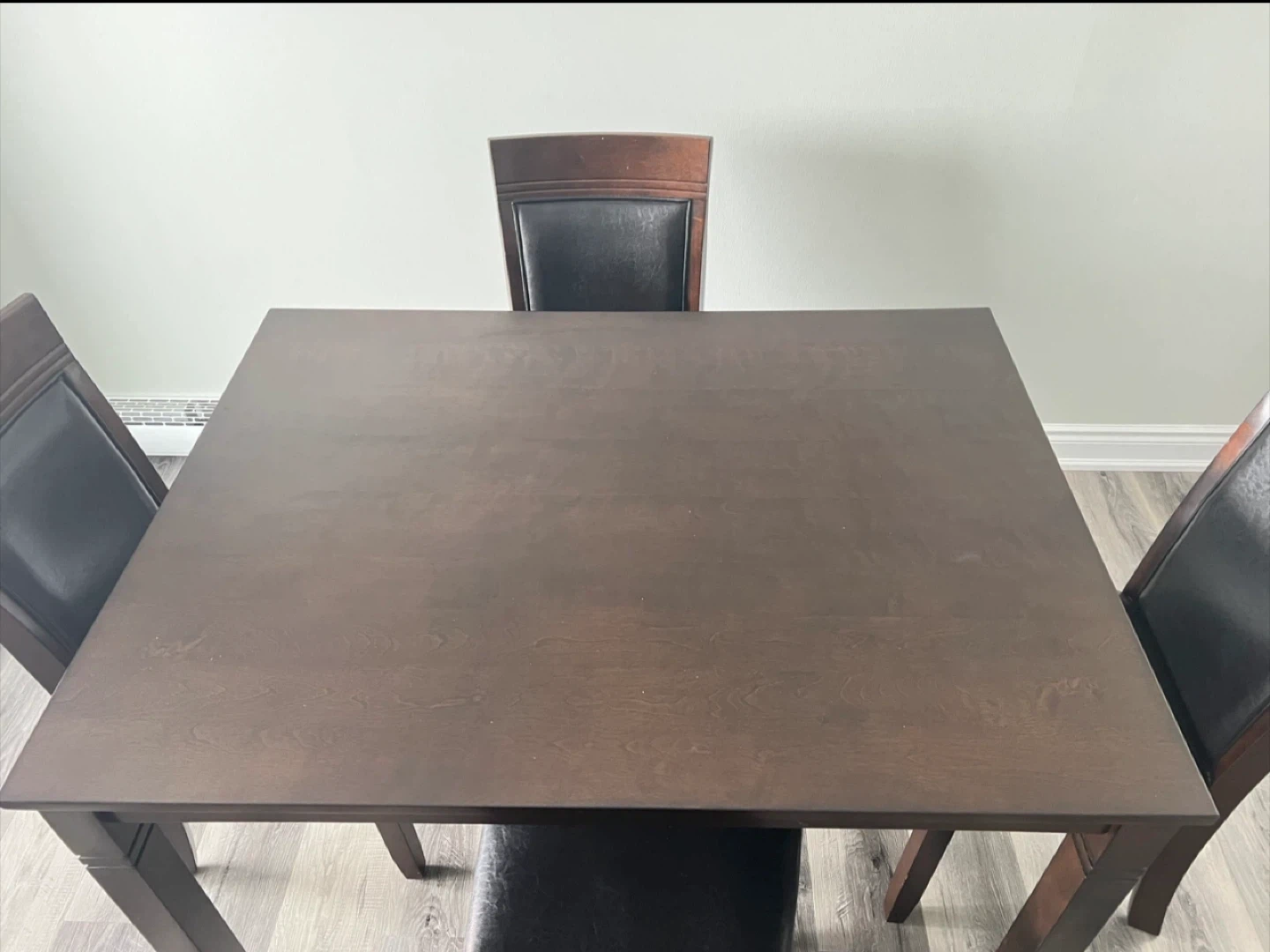 Wooden Dining Chairs with Black Faux Leather Seat and Back - photo 3