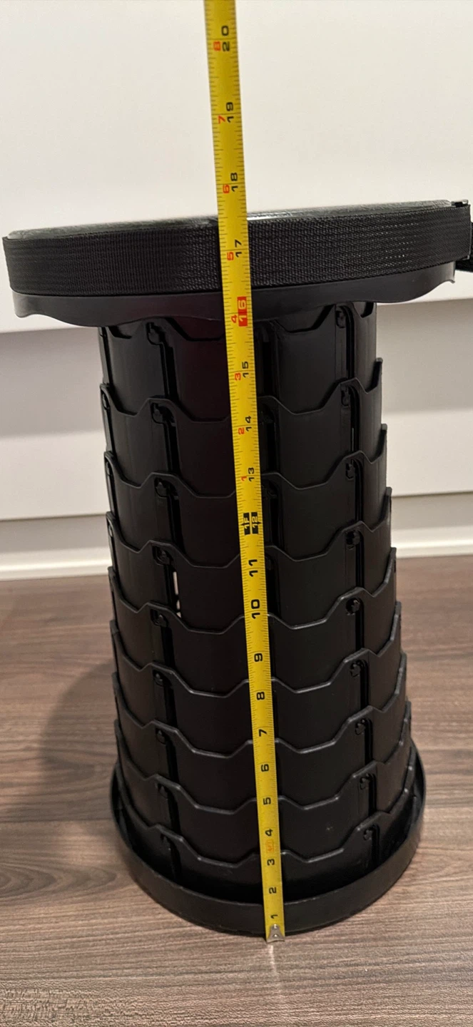 Black Collapsible telescopic outdoor stool - black