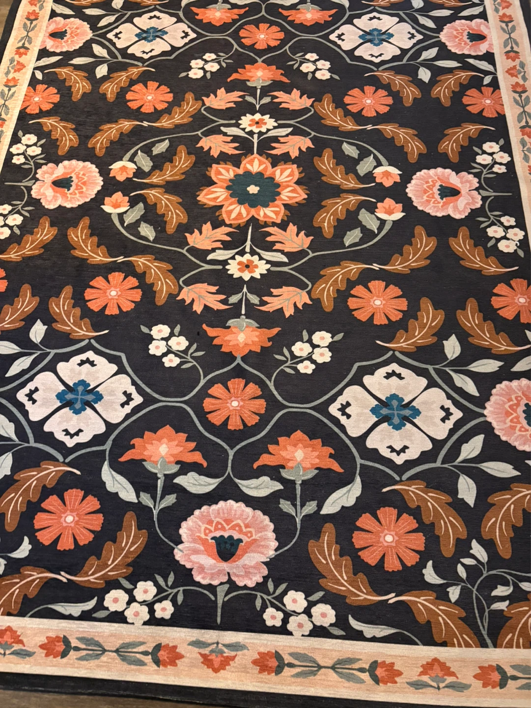 Dark Floral Area Rug - 4x6 - photo 3
