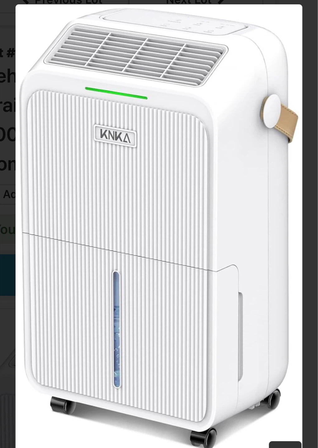 KNKA White Dehumidifier with Water Tank