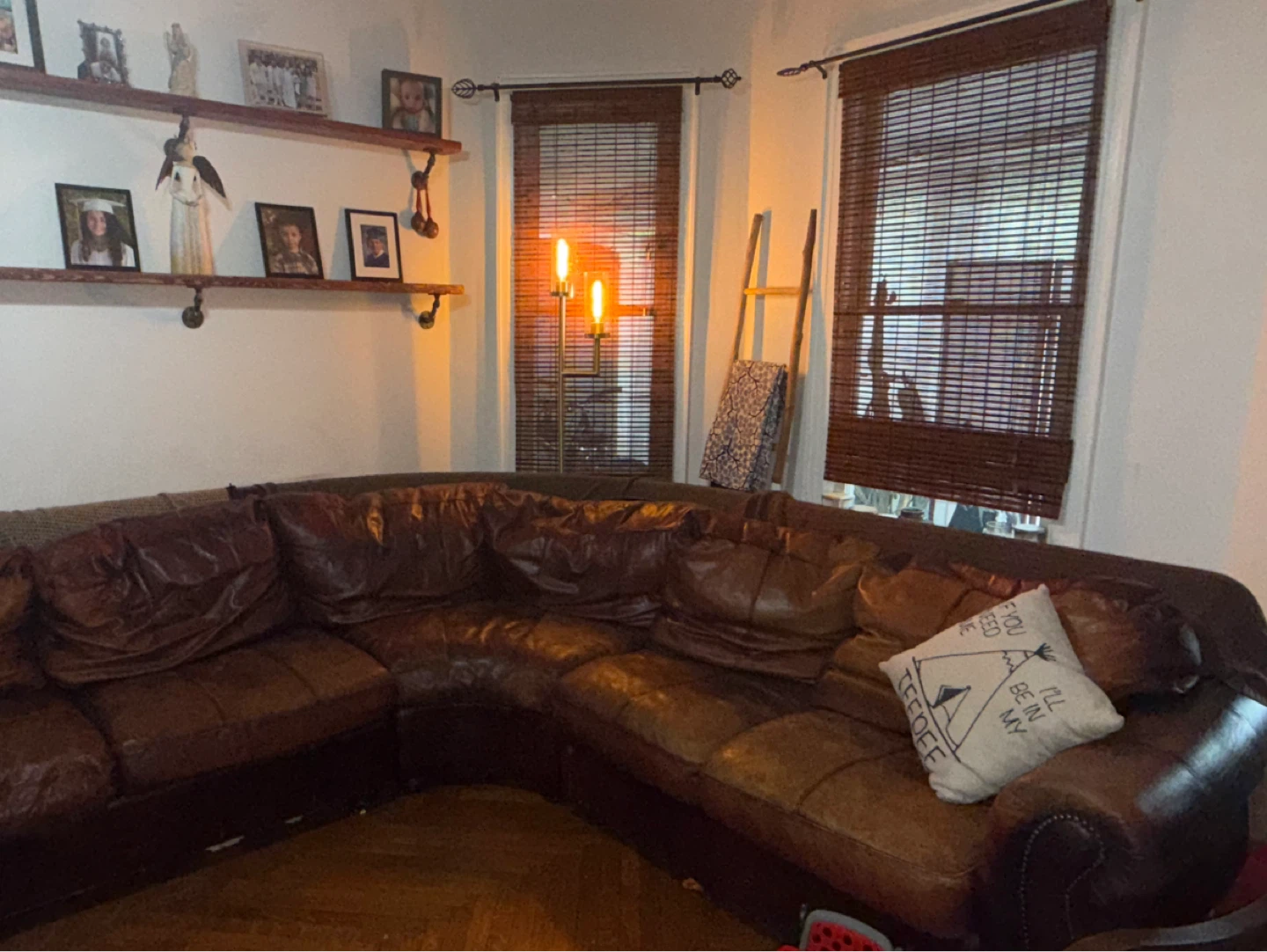 Brown Leather Sectional Sofa - photo 2