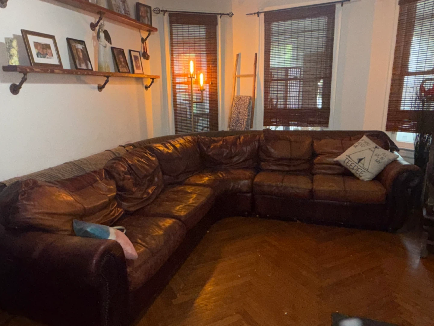 Brown Leather Sectional Sofa - photo 4