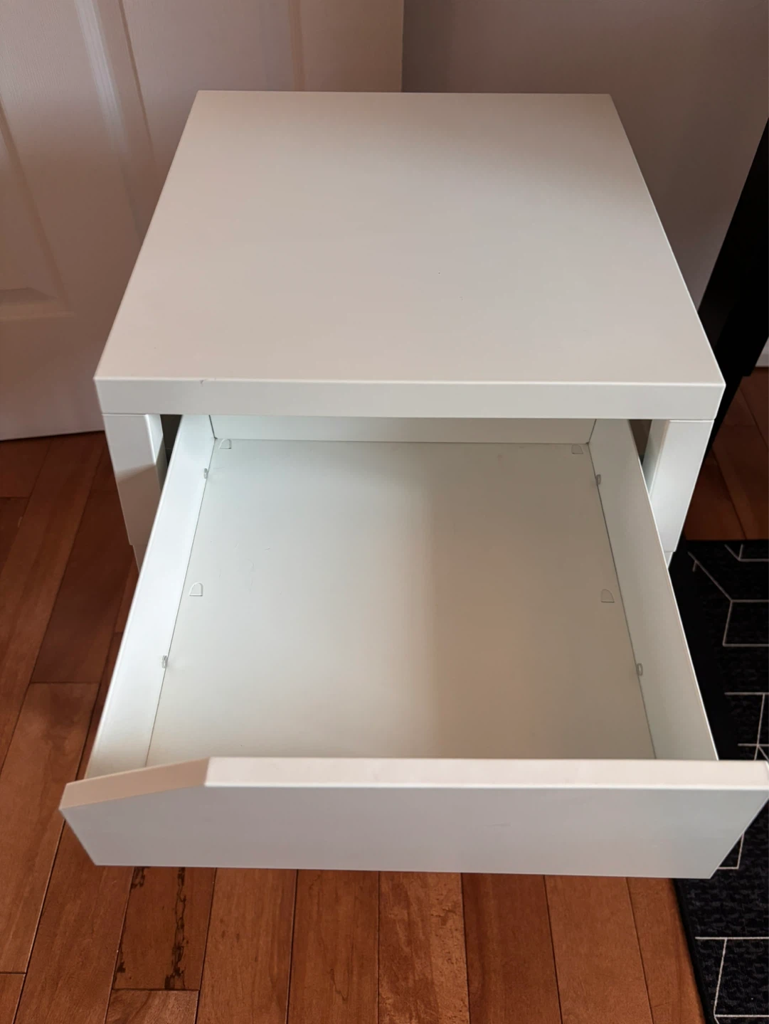 IKEA White Side Table with Drawer - photo 3
