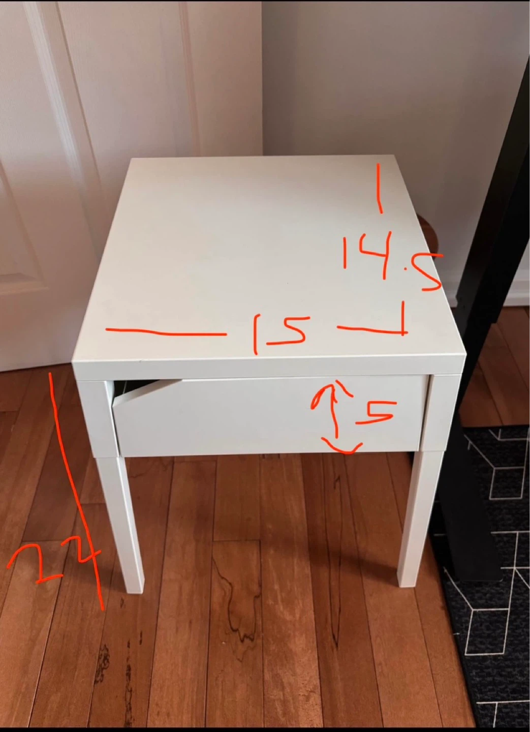 IKEA White Side Table with Drawer - photo 4