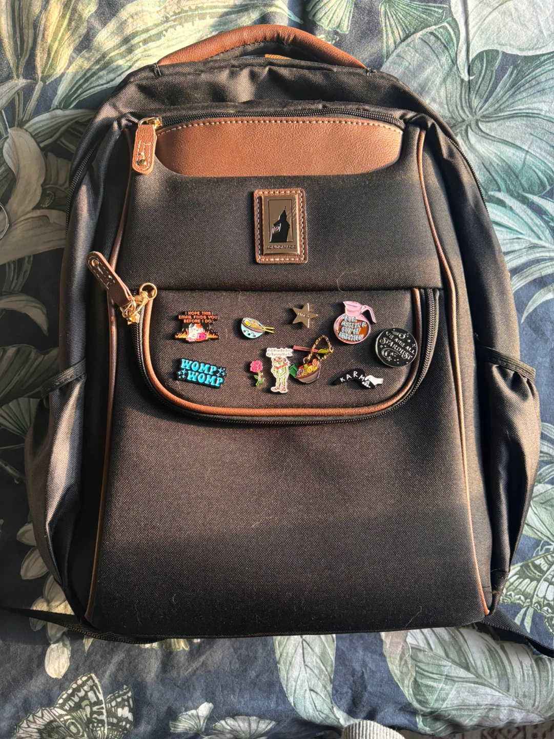 London Fog Black and Brown Backpack