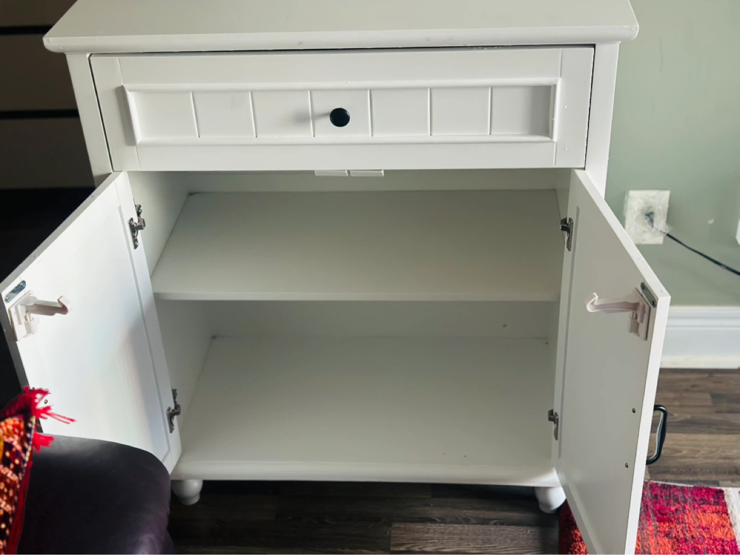White Two-Door Cabinet with Drawer - photo 5