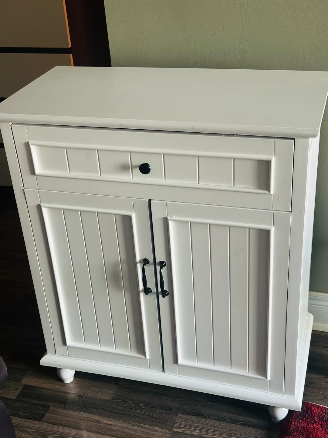 White Two-Door Cabinet with Drawer - photo 3