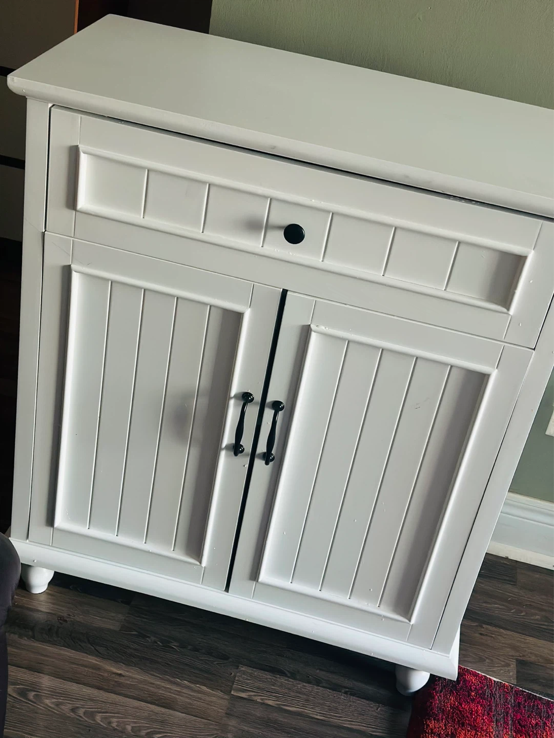 White Two-Door Cabinet with Drawer