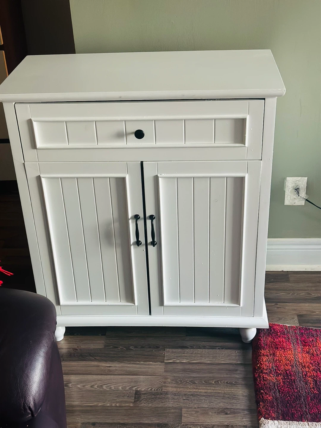 White Two-Door Cabinet with Drawer - photo 2