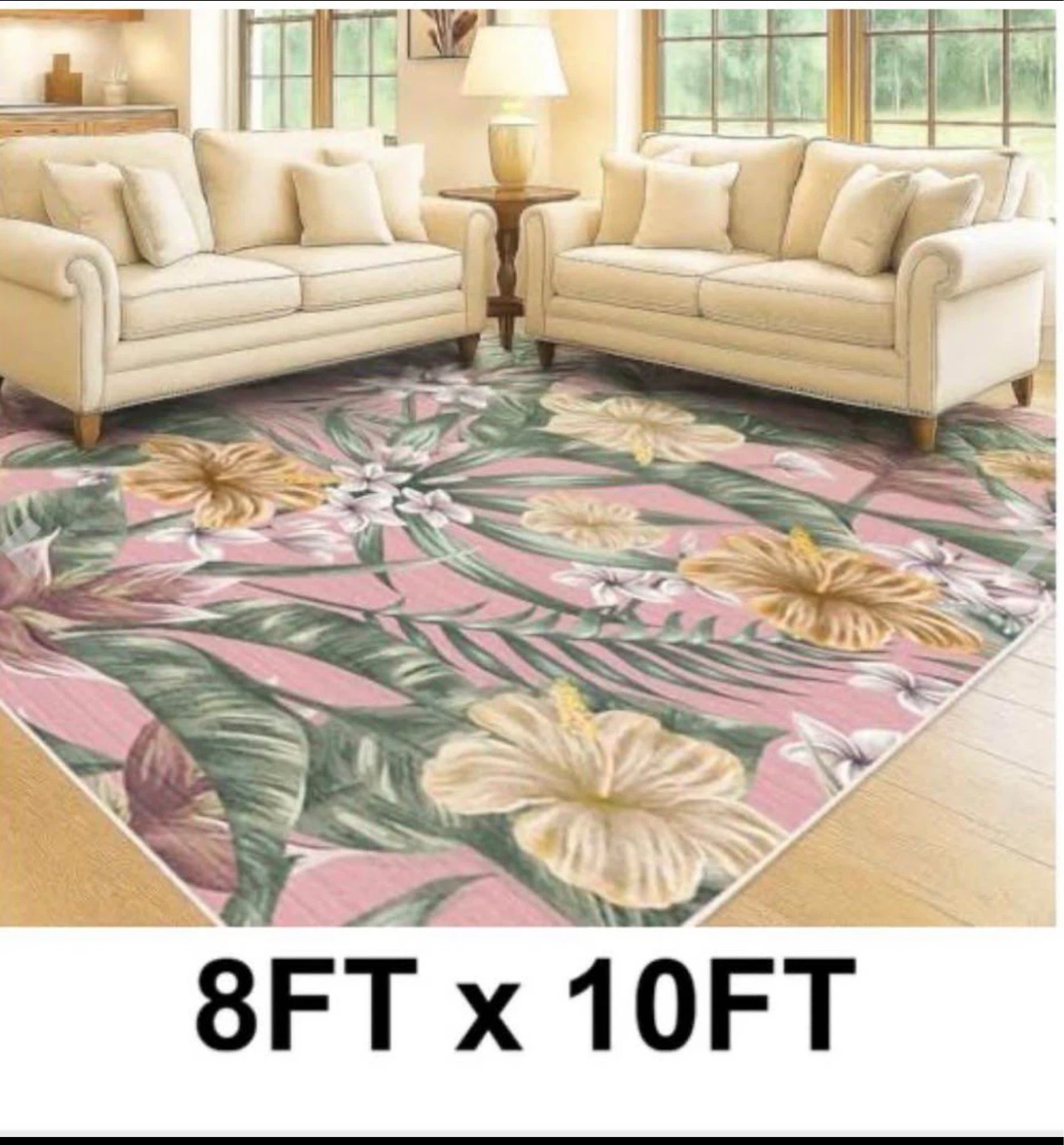 Floral Area Rug 8ft x 10ft