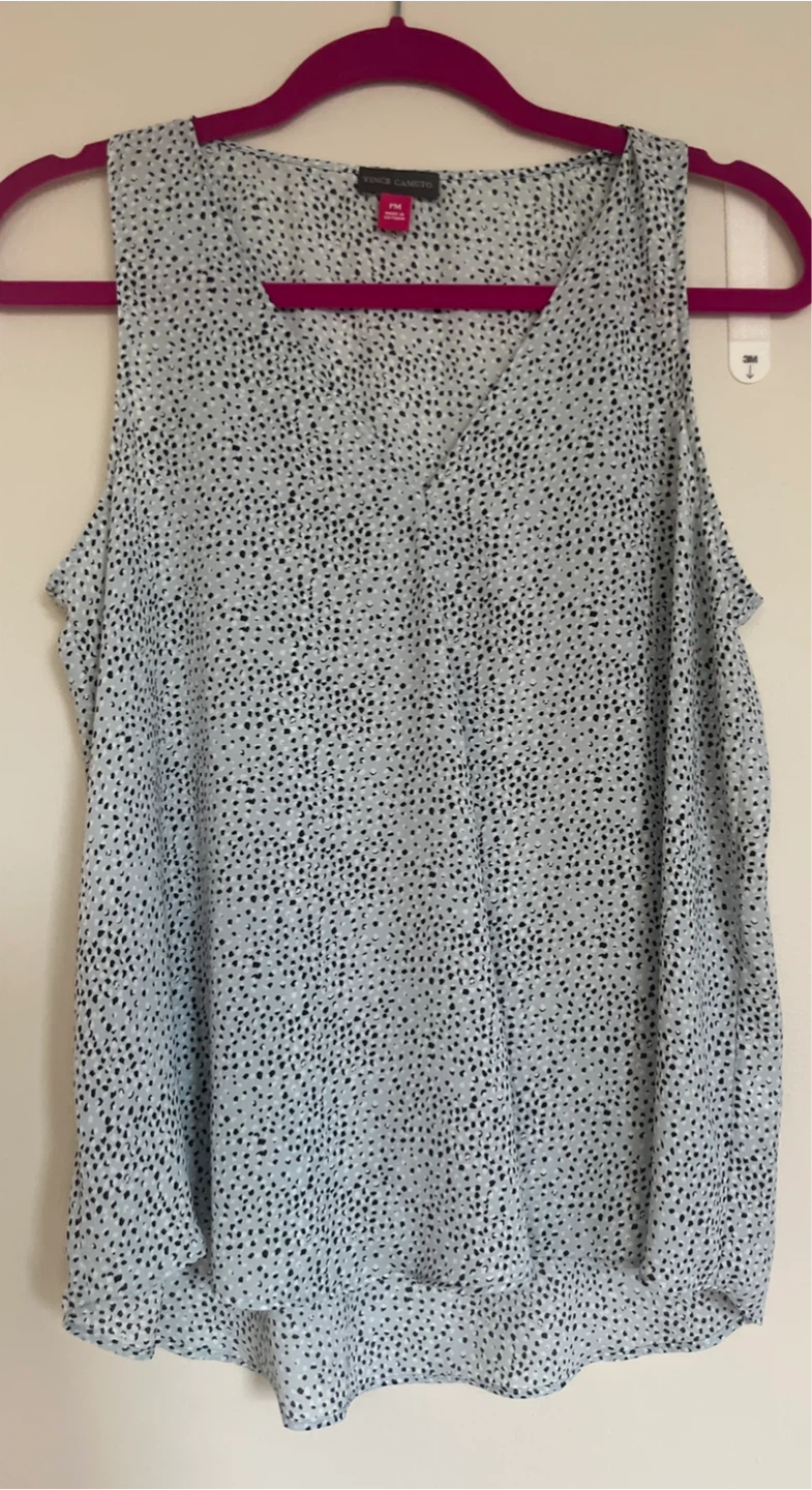 Vince Camuto Sleeveless Print Blouse light blue petite medium