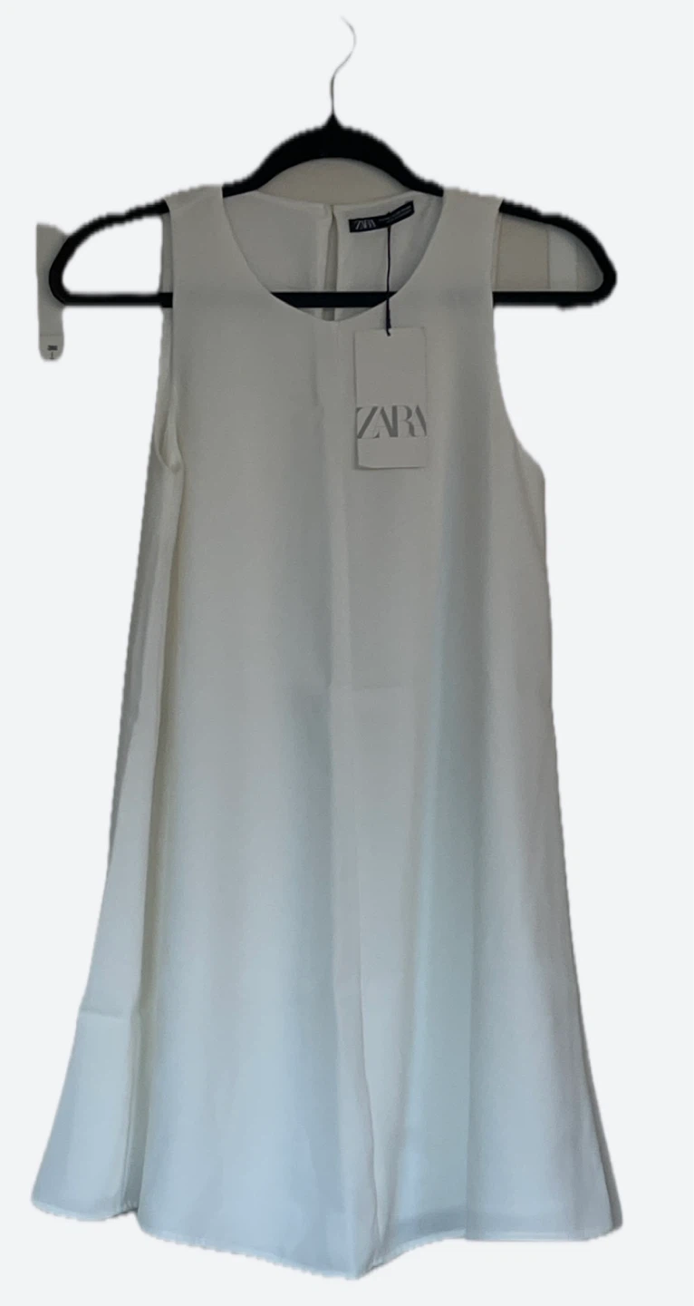 White Sleeveless A line shift dress Dress - Zara XS new
