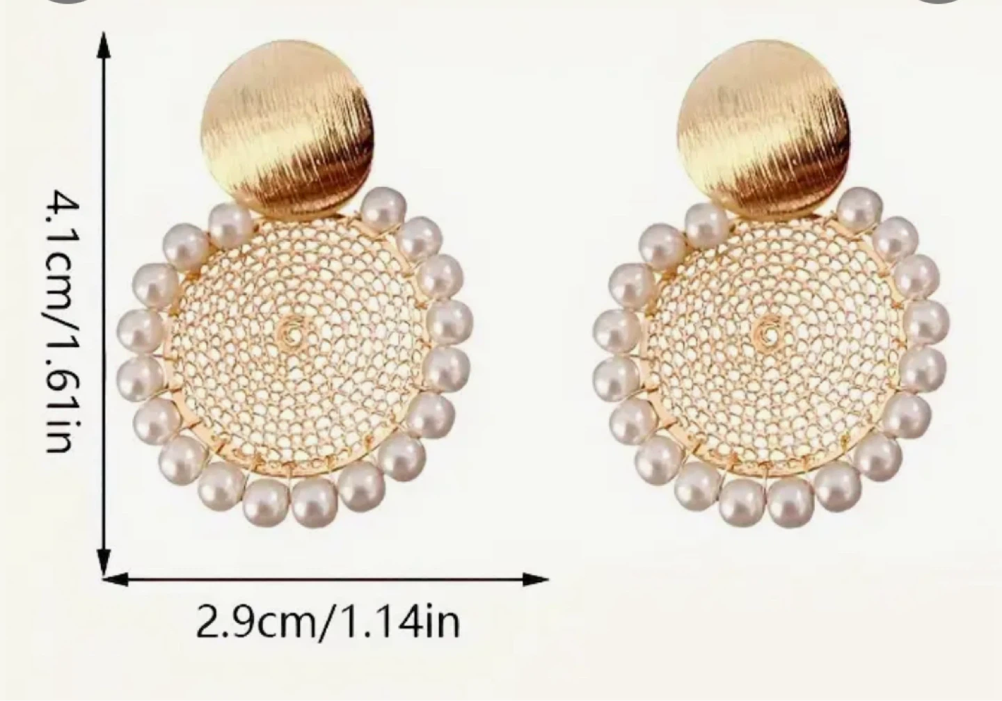 Gold-tone Pearl Round Dangle Earrings - photo 5