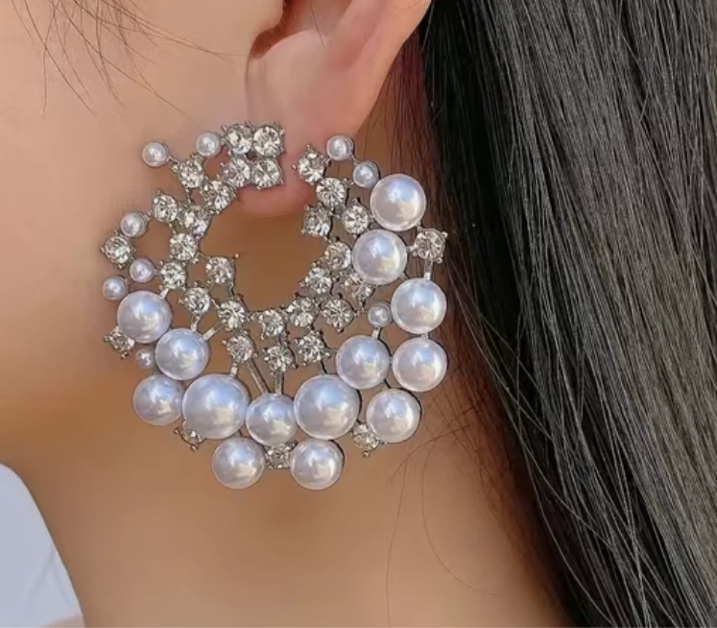 Gold-tone Pearl Round Dangle Earrings - photo 2
