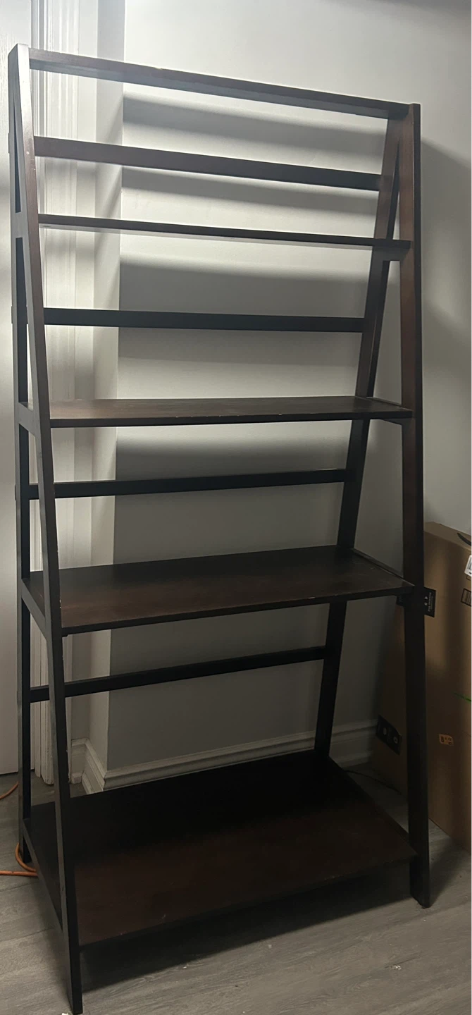 Dark Brown Ladder Bookshelf - photo 2