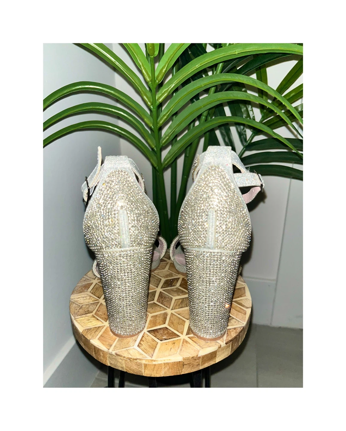 Size 6 Silver Sparkly Block Heel Sandals - photo 2