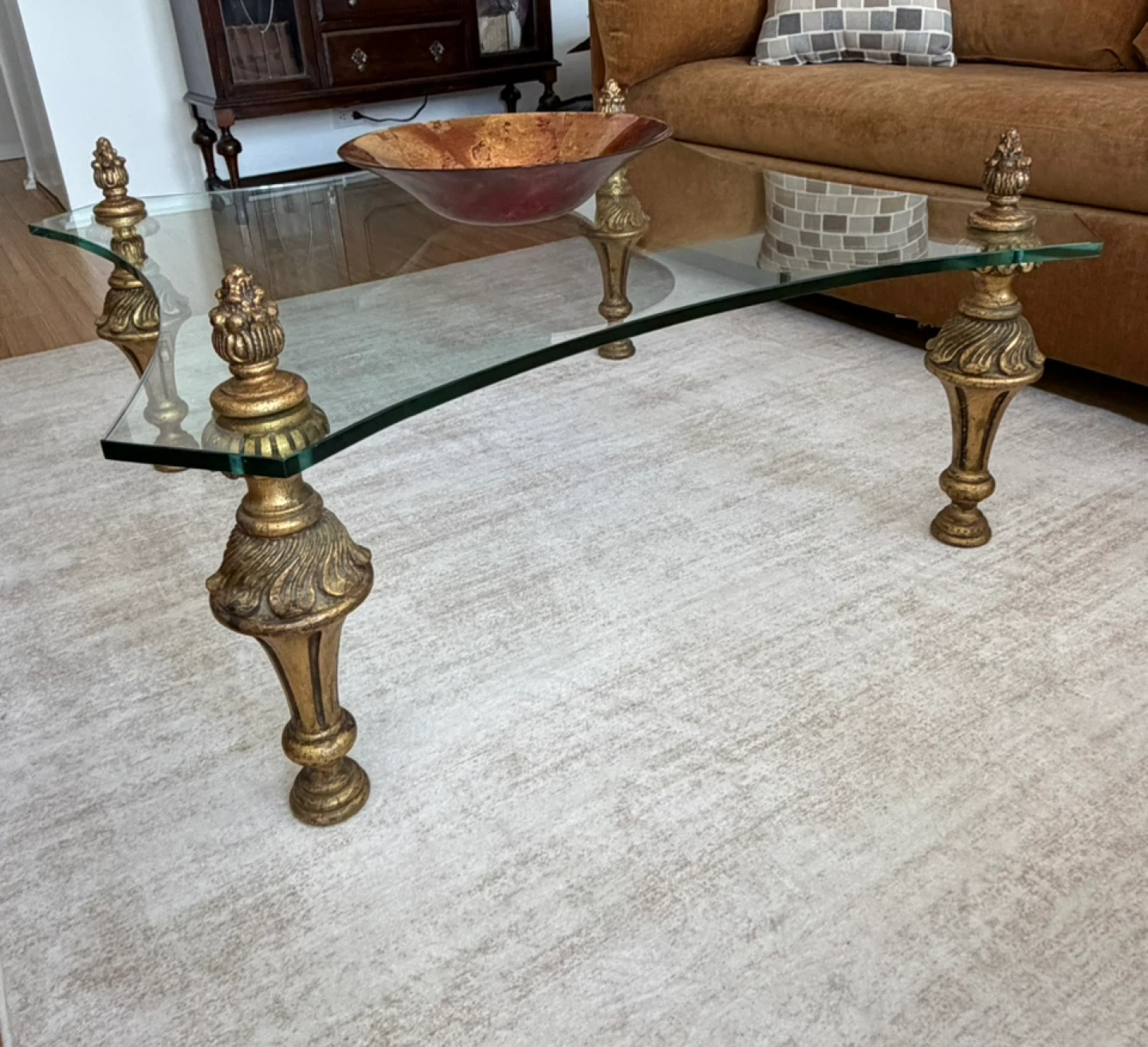 Vintage glass coffee table 42” - photo 3