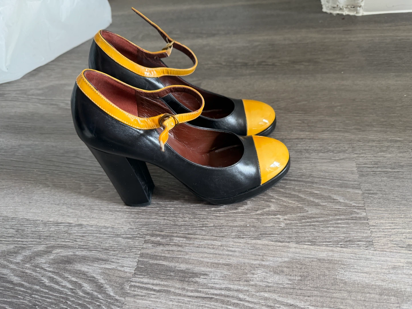 Marc by Marc Jacobs Black & Yellow Mary Jane Heels