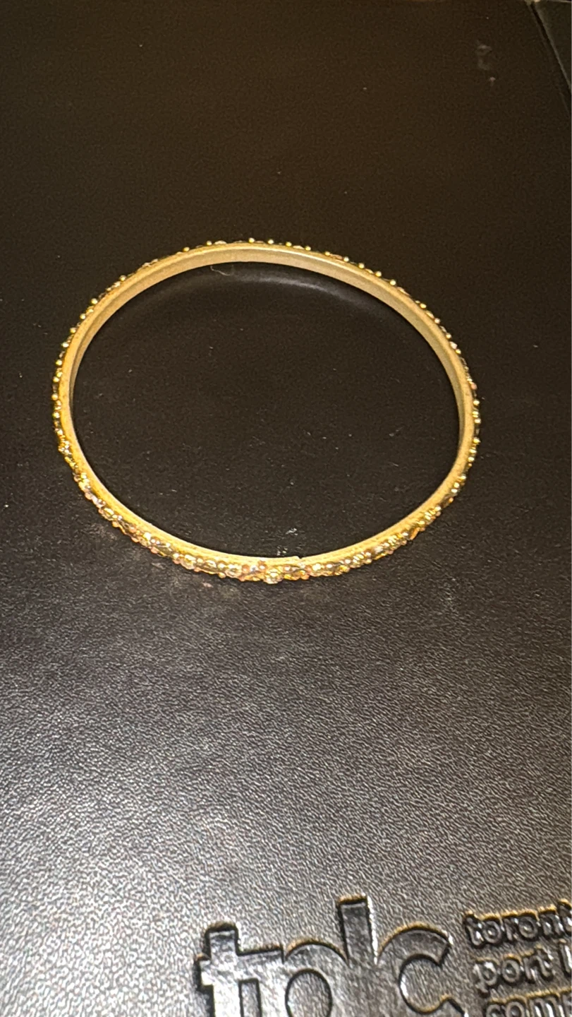 Gold Tone Bangle Bracelet with Embellishments - photo 2