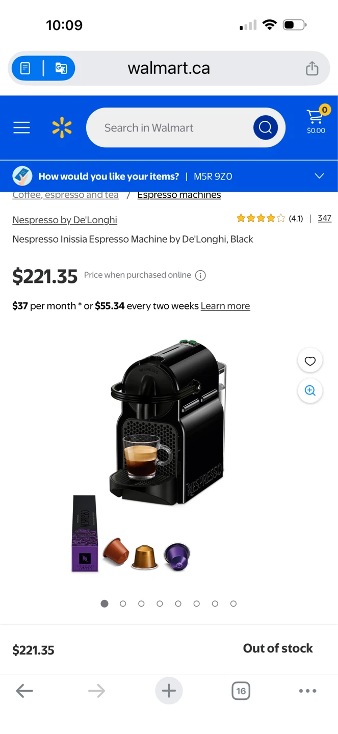 Nespresso Coffee Machine w capsule shelf