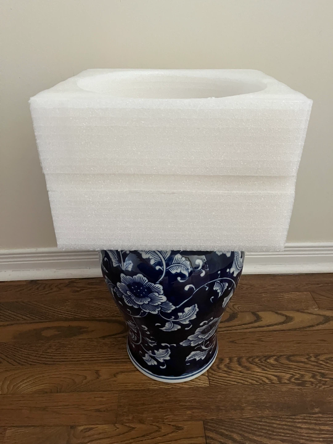 Blue and White Floral Ceramic Ginger Jar - photo 4