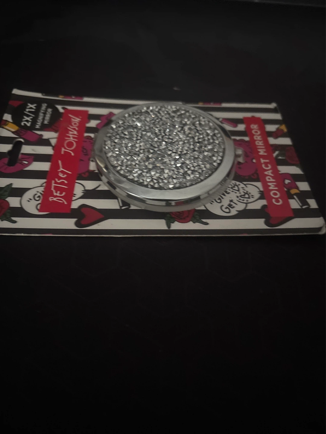 New Betsey Johnson Rhinestone Compact Mirror - photo 5