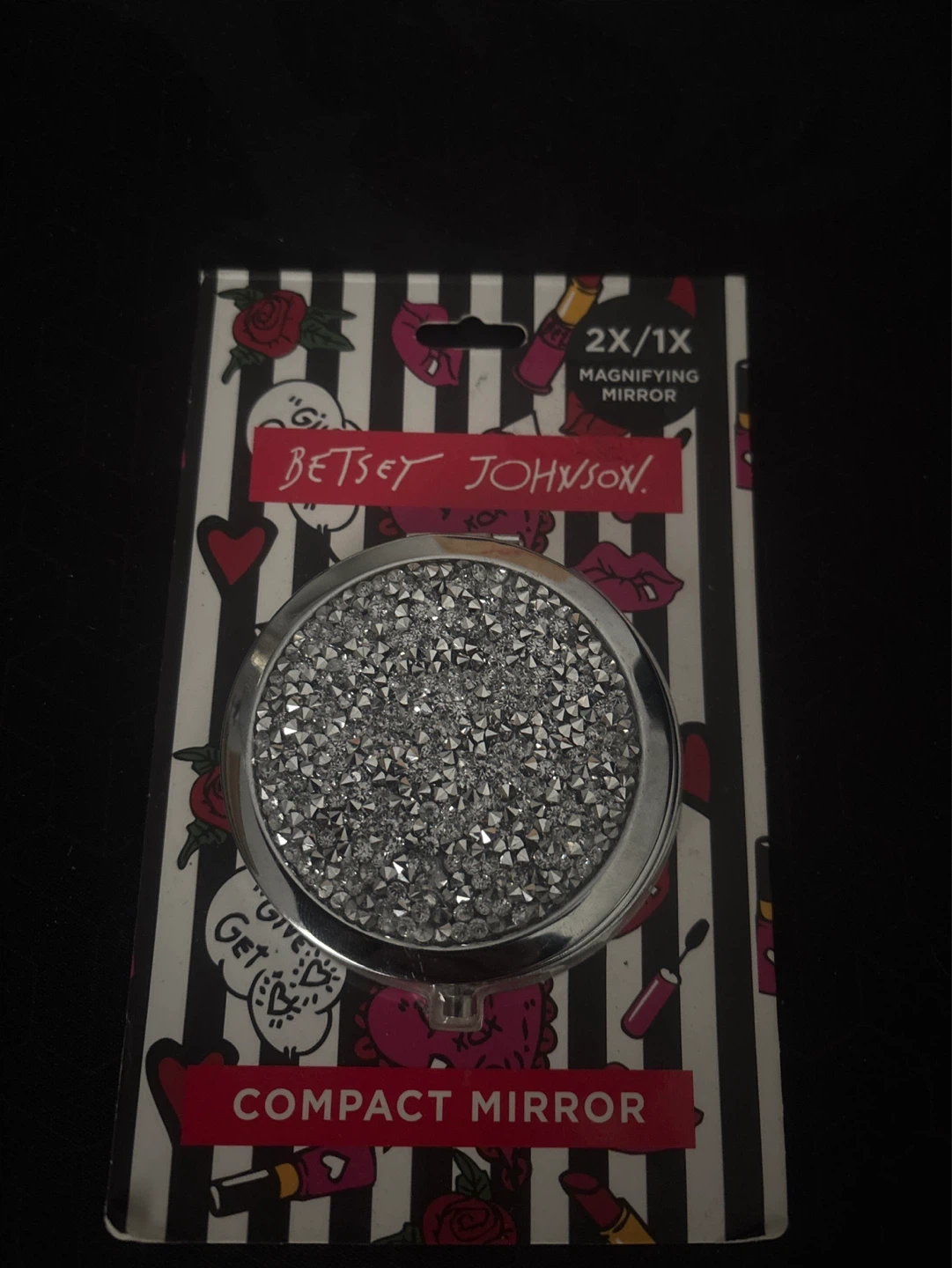 New Betsey Johnson Rhinestone Compact Mirror - photo 4
