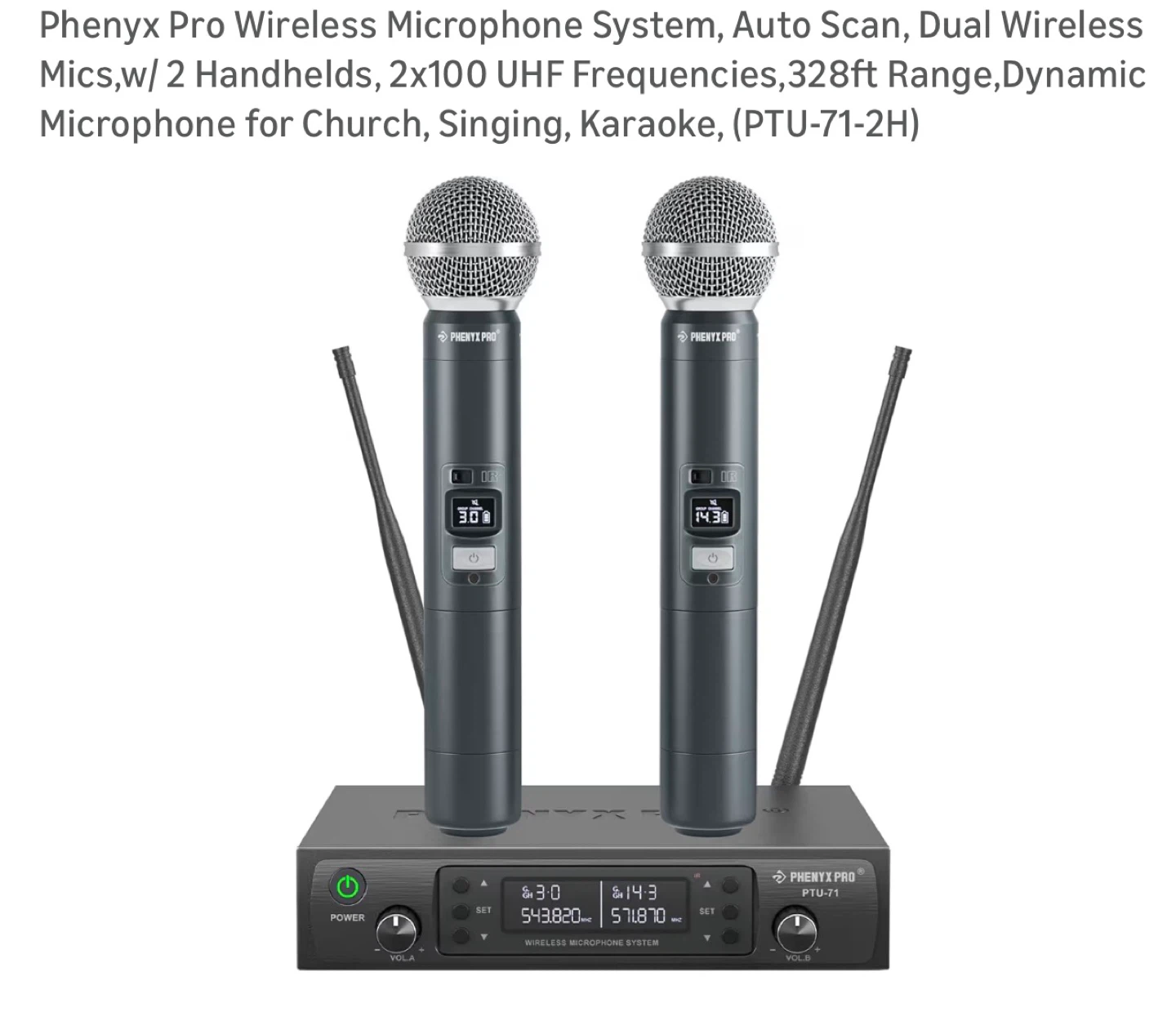 Phenyx Pro Dual Wireless Microphone System PTU-71-2H M21