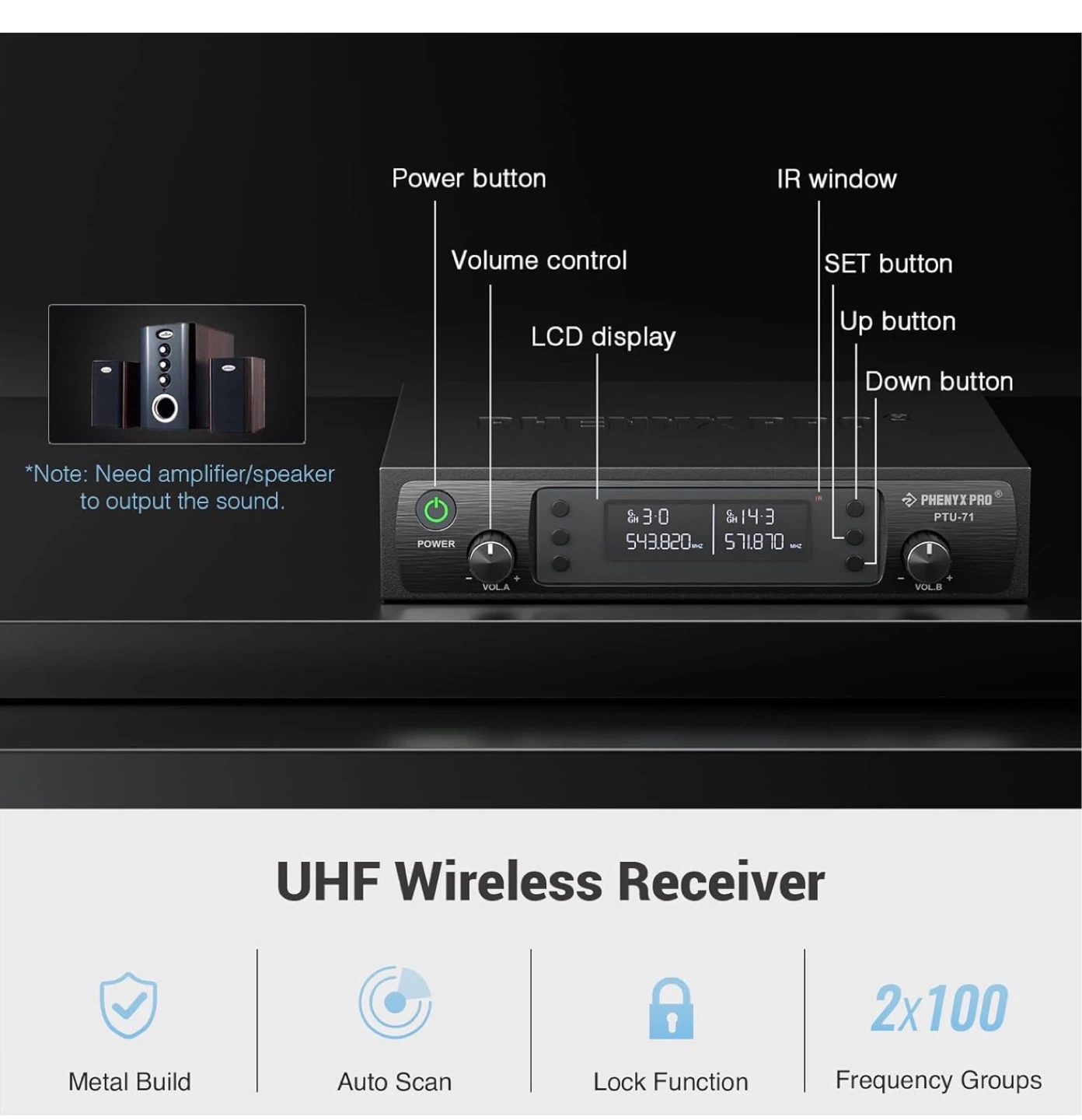 Phenyx Pro Dual Wireless Microphone System PTU-71-2H M21 - photo 3