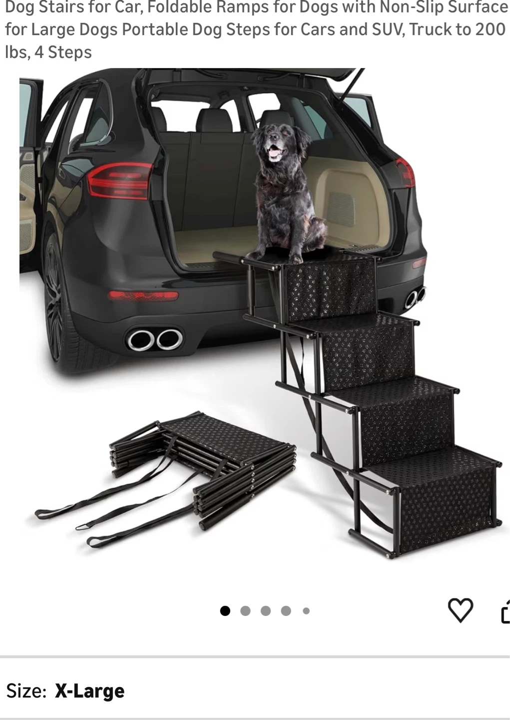 Extra Wide Dog Car Ramp Stairs - Foldable, 4 Steps D52