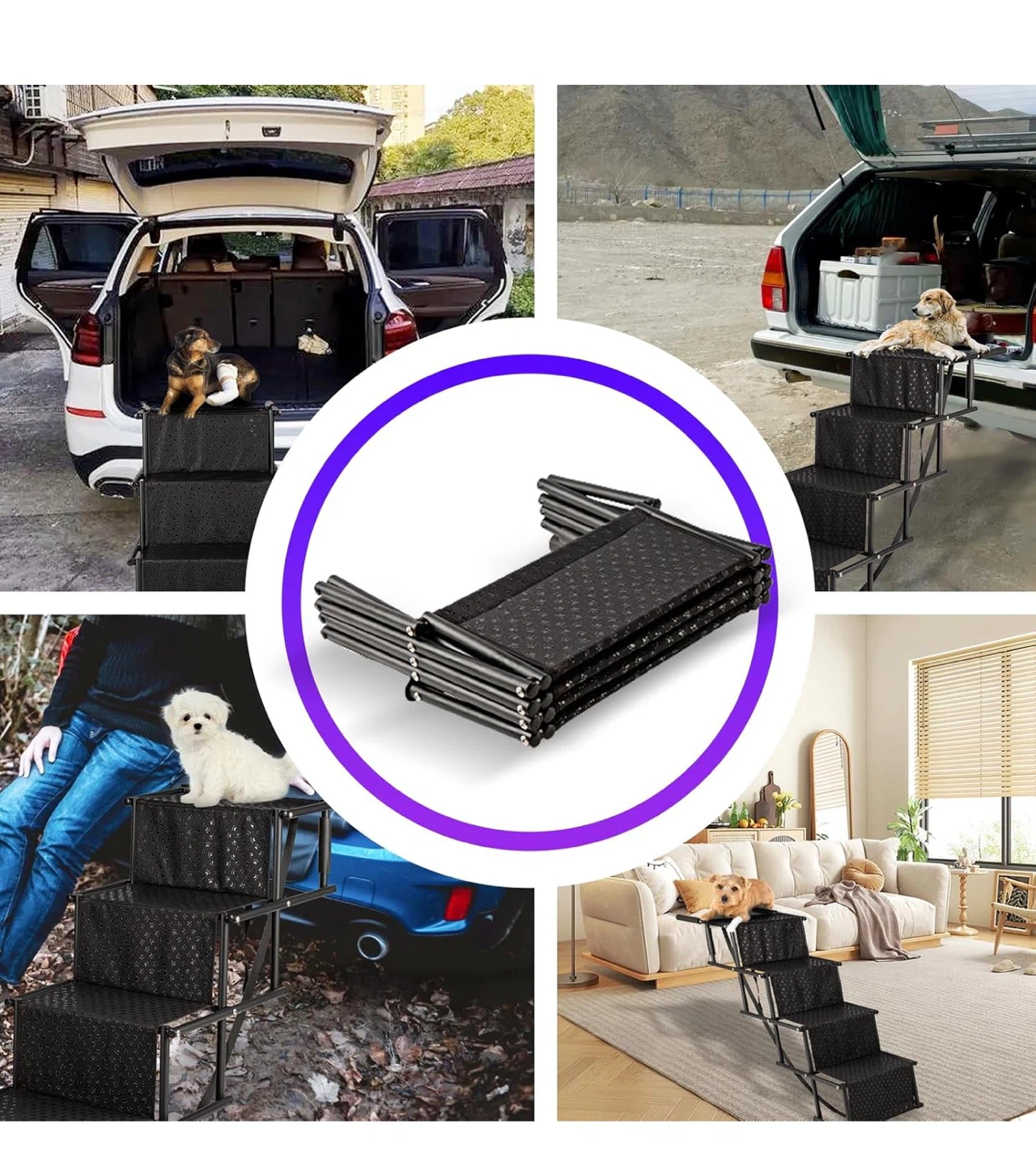 Extra Wide Dog Car Ramp Stairs - Foldable, 4 Steps D52 - photo 3