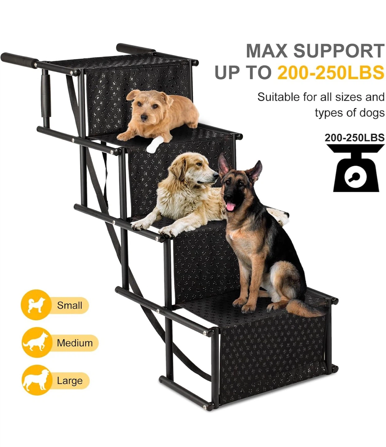 Extra Wide Dog Car Ramp Stairs - Foldable, 4 Steps D52 - photo 4