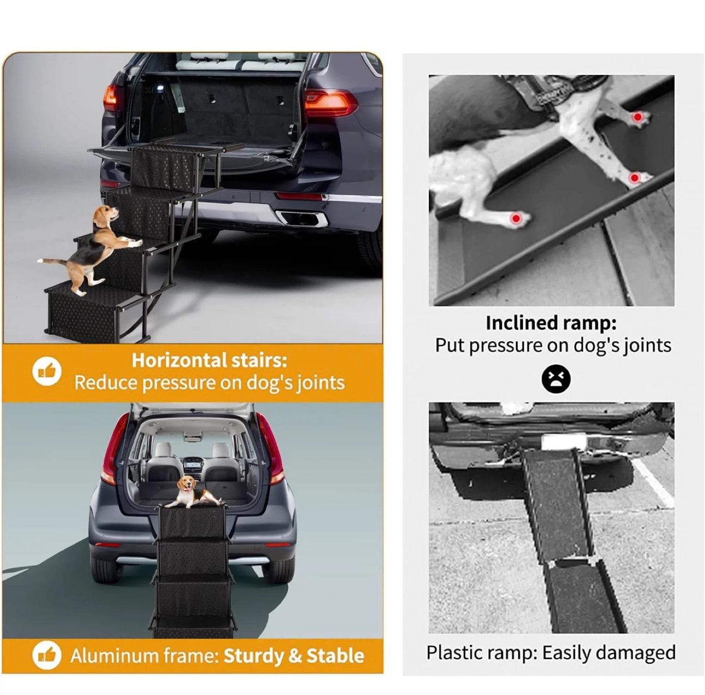Extra Wide Dog Car Ramp Stairs - Foldable, 4 Steps D52 - photo 5