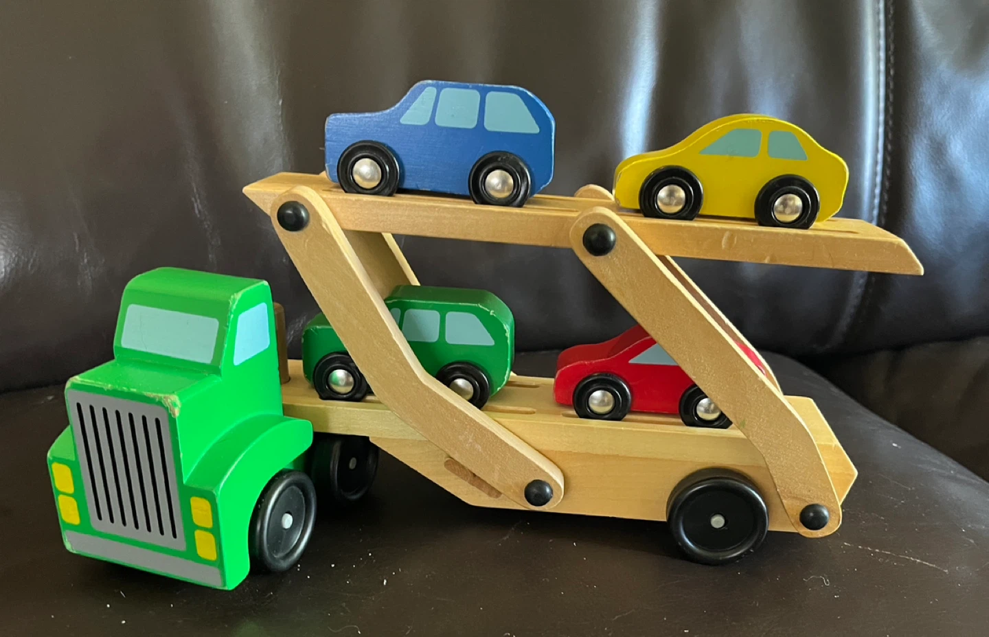 Wooden Car Carrier Truck Toy with Cars