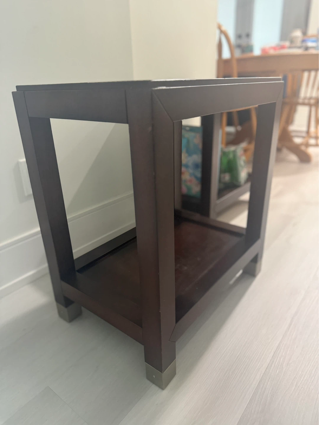Set of 2 Dark Wood Side Table with Shelf - photo 3