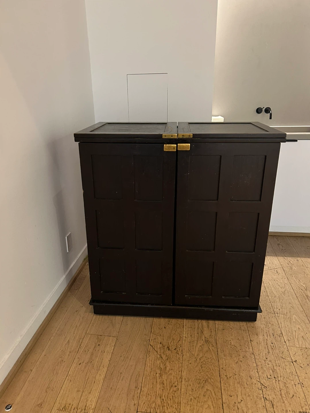 Dark Wood Bar Cabinet with Wine Rack - photo 2
