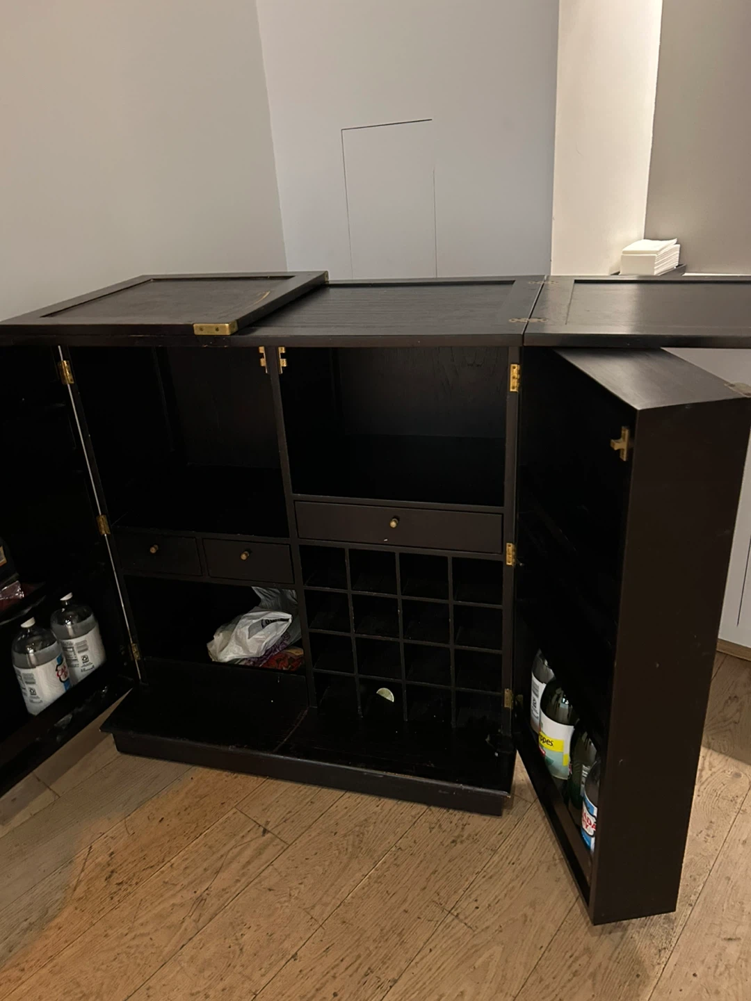Dark Wood Bar Cabinet with Wine Rack - photo 3