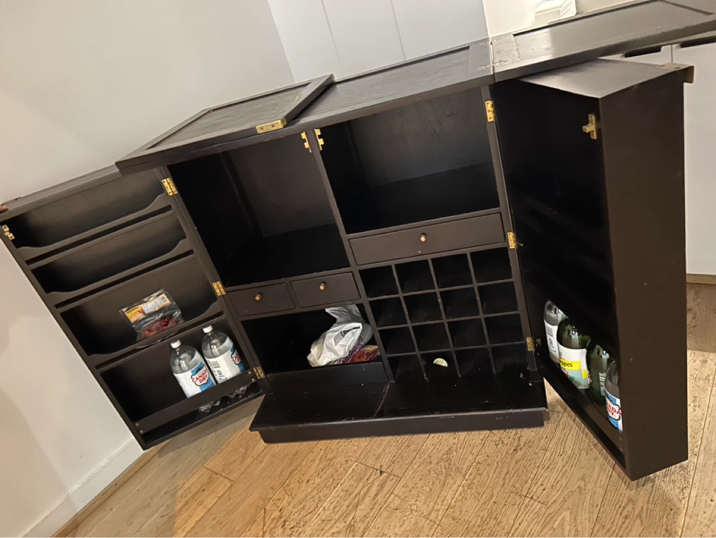 Dark Wood Bar Cabinet with Wine Rack - photo 4