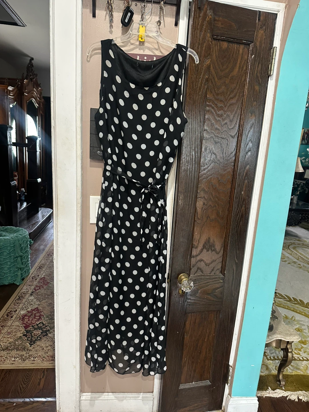 Black and Gray Polka Dot Midi Dress