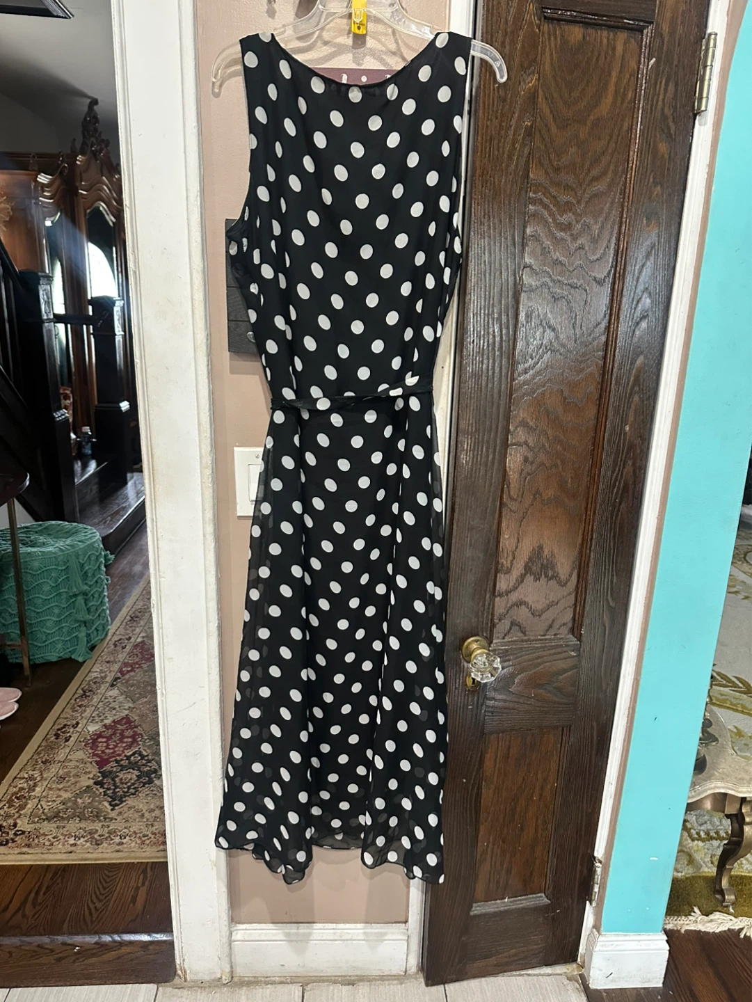 Black and Gray Polka Dot Midi Dress - photo 3