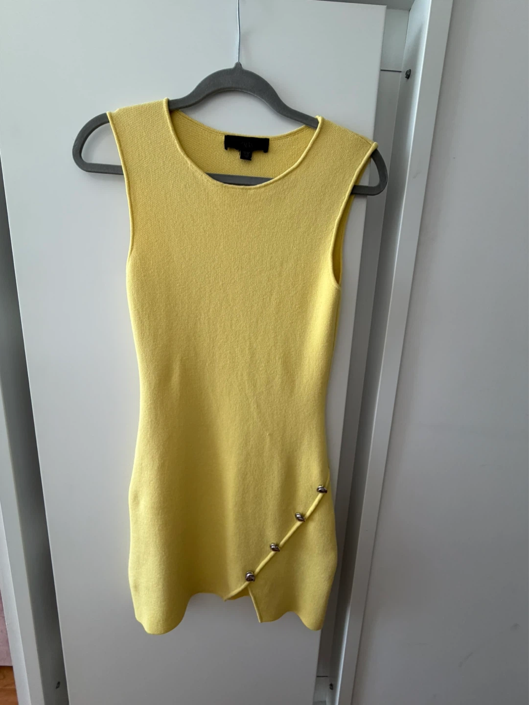 ZARA Yellow Sleeveless Knit Dress with Buttons - size S