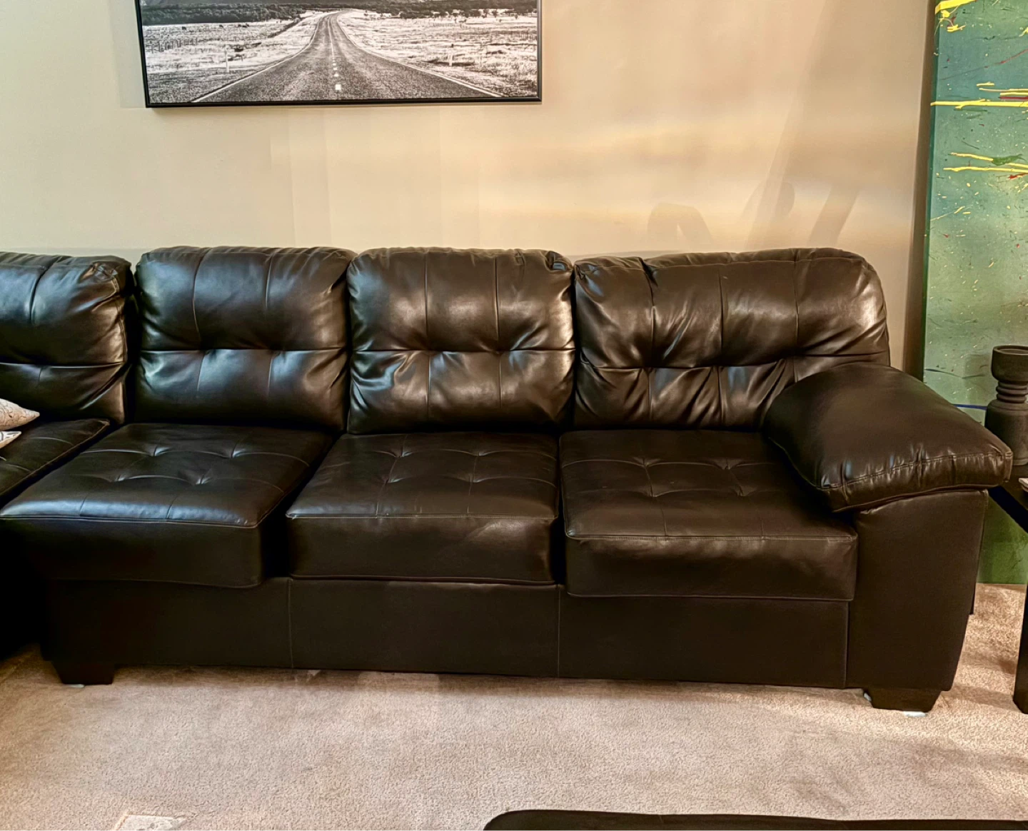 Brown Leather Sectional Sofa with Ottoman Ashley brand - photo 2