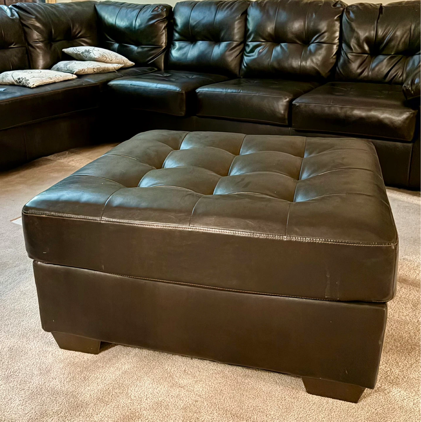 Brown Leather Sectional Sofa with Ottoman Ashley brand - photo 3